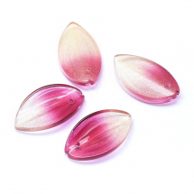 Кулон Скляний, Пелюстка Лотоса, Колір: Індійський Червоний, Розмір: 20.5х12х2.5мм, Отвір 1мм, (13WB17481)