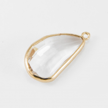 Кулон Скляний Гранований, Фурнітура Латунь, Колір: Безбарвний, Розмір: 36.5x14x6мм, Отвір 1.5мм, (13WB17492)