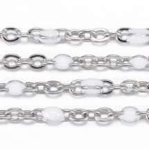 Łańcuszek Kotwiczny Stal Nierdzewna Ogniwo 2x1.5x0.5mm Biała Emalia Długość 1m (13WB17567)