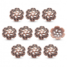 Шапочки для Бусин, Сплав, Квітка, Колір: Мідь, Розмір: 13х2.5мм, Отвір 1.5мм, (13WB17827)