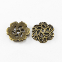 Шапочки для Бусин, Сплав, Квітка, Колір: Бронза, Розмір: 13х2.5мм, Отвір 1.5мм, (13WB17828)