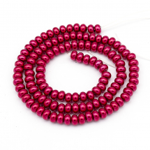 Перли Намистини Скло, Рондель, Глянець, Пофарбовані Екокраской, Колір: Червоний, Діаметр: 5мм, Товщина: 3 мм, Отвір: 1мм, близько 120шт / 36см / нитка, (13WB17847)