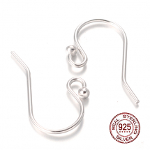 Срібло 925 Швензи Гачок Основа для Сережок, Родієве Покриття, 20х10х1.8мм, (13WB17900)