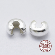 Srebro 925 Koraliki-Osłonki Zaciskowe ( Stopery) Półokrągłe, 3x4x2mm, 2szt (13WB17912)