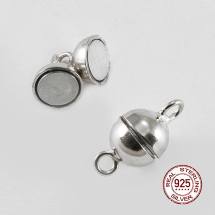 Srebro 925, Rodowane Zapięcie Magnetyczne, Okrągłe, 12x6mm, Otwór: 1.2mm, 1szt (13WB17914)