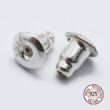 Srebro 925 Zatyczki do Kolczyków do Rękodzieła i Biżuterii, 3.5x3.3mm, otwór 0.7mm, 2szt (13WB18129)