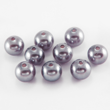 Перли Намистини Акрилові, Глянцеві, Круглі, Колір: Сірий, Розмір: Діаметр 16мм, Отвір 2 мм, близько 12шт / 25г, (13WB18761)
