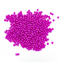 Перли Намистини Акрилові, Глянцеві, Круглі, Колір: Насичений Рожевий, Розмір: Діаметр 4мм, Отвір 1мм, близько 850шт / 25г, (13WB18764)