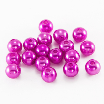 Перли Намистини Акрилові, Глянцеві, Круглі, Колір: Насичений Рожевий, Розмір: Діаметр 8 мм, Отвір 2 мм, близько 95шт / 25г, (13WB18766)