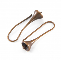 Kolczyki Koralik Haczyk Mosiądz Półotwór 26x7mm Otwór 5mm Kołek 1mm Kolor: Miedź 2szt (13WB18786)