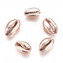 Koraliki Muszle Morskie Kauri Galwanizowane Kolor: Różowe Złoto 15-20x10-12x5-6mm Otwór 12-14x2-3mm 5szt (13WB18816)