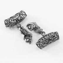 Тримач для кулонів, Латунь, з Бейлом, Колір: Збройна Сталь, Розмір: 36х23.5мм, Отвір 6х5.5мм, (13WB18997)