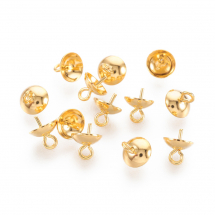 Uchwyt do Koralików Stal Nierdzewna 7x6mm Szpilka 0.7mm Otwór 1.5mm Kolor: Złoty 4szt (13WB18998)