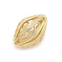 Намистини Філігранні, Латунь, Стійке Покриття, Кінський Око, Порожні, Колір: Світле Золото, Розмір: 18х12.5мм, Отвір 1.5мм, (13WB19074)