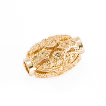 Намистини Філігранні, Латунь, Стійке Покриття, Овал, Порожні, Колір: Світле Золото, Розмір: 19х12мм, Отвір 4мм, (13WB19075)