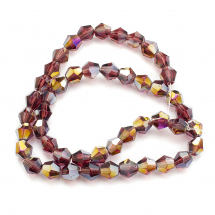 Koraliki Szklane Galwanizacja, AB-Kolor Fasetowany 6x5.5-6mm 50szt/30cm/sznur (13WB19089)