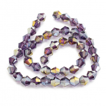 Koraliki Szklane Galwanizacja, AB-Kolor Fasetowany 6x5.5-6mm 50szt/30cm/sznur (13WB19092)