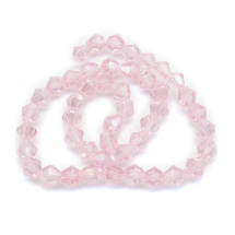 Koraliki Szklane Galwanizacja, Tęczowy, Fasetowany Kolor: Perłowy róż, 6x5.5-6mm, około 45szt/26cm/nic (13WB19099)