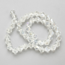 Koraliki Szklane Galwanizacja, Fasetowany Bicone,Tęczowy, Bezbarwny, Rozmiar: 6x5.5-6mm, ok. 45szt/26cm/nic (13WB19101)