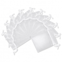 Woreczek Podarunkowy, Organza, Biały, 9x7cm, 10szt (13WB19266)