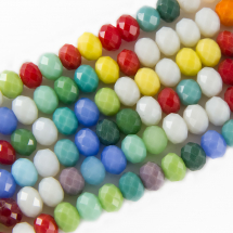 Намистини Скляні, Рондель, Грановані, Колір: Мікс, Розмір: 5.5-6х4.5мм, Отвір 1мм, близько 95-98шт / 44см / нитка, (13WB19298)