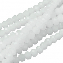 Намистини Скляні Імітація Нефриту, Грановані, Рондель, Колір: Білий, Розмір: 10х7мм, Отв-тя: 1мм, близько 72шт / 50см / нитка, (13WB19326)