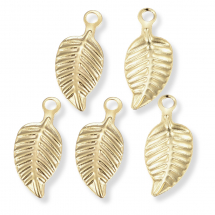 Кулон Підвіска Лист Нержавіюча Сталь, Золото, 14.5х6х1мм, Отвір 1.2мм, (13WB19643)