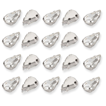Dżety do Przyszycia w Koszyczku, Szkło i Mosiądz, Platyna i Bezbarwny, 8x5.5x4mm, Otwór 0.8-1mm, 10szt (13WB19721)