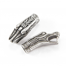 Końcówki do Sznura, Stal Nierdzewna, Głowa Smoka, Antyczne Srebro, 14x38x12mm, Średnica wewnętrzna 8mm, 2szt (13WB19754)