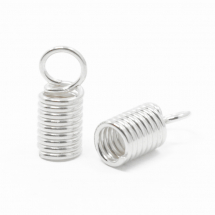 Końcówki Sprężynky do Sznurków Żelazo 9x5mm Średnica wewnętrzna 38mm Otwór 4mm Kolor: Srebrny 100szt (13WB19765)