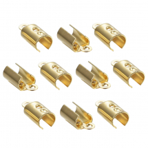 Końcówki Zaciskowe do Sznurka, Stal Nierdzewna, Pozłacany 18K, 10x3x2.5mm, Otwór 1mm, 10szt (13WB19771)