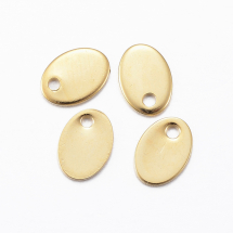Підвіска Овальний, Нержавіюча Сталь, Штампування, Колір: Золото, Розмір: 7х5х0.8мм, Отвір 1мм, (13WB19805)