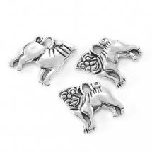 Кулон Бульдог, Метал, Колір: Срібло, Розмір: 16х15х2мм, Отвір 2мм, (13WB19877)