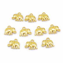 Zawieszki Vintage, Słoń, Styl Tybetański, Metal, Kolor: Złoty, Rozmiar:12x14x2.5mm, Otwór 1mm, 10szt (13WB19880)