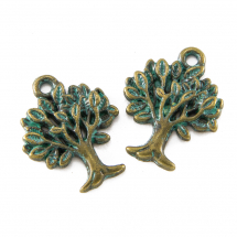Кулон Дерево, Метал, Колір: Бронза, Зелена Патина, Розмір: 22х17х2мм, Отвір 2мм, (13WB19924)