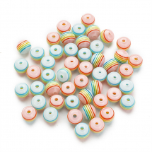 Koraliki z Żywicy, Paskowany, Przezroczyste, Okrągłe, Kolor: Różowy, 8mm, 50szt (13WB19956)