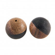 Koraliki z Żywicy i Drewna 15-15.5mm Kolor: Czarny 2szt (13WB19970)