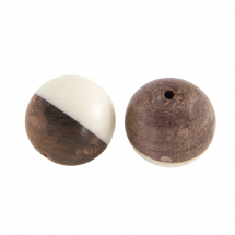 Koraliki z Żywicy i Drewna 15-15.5mm Kolor: Kremowo-białe 2szt (13WB19971)