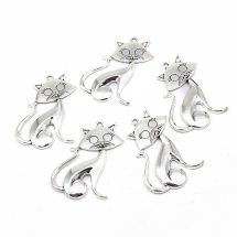 Кулон Кот, Метал, Колір: Античне Срібло, Розмір: 46x30x5мм, Отвір 2мм, (13WB19908)