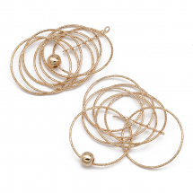 Кулон Кільця, Метал з Пластиком, Колір: Світле Золото, Розмір: 59x34х4мм, Отвір 1мм, (13WB20673)