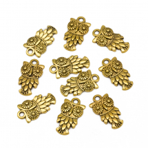 Кулон Сова, Метал, Колір: Античне Золото, Розмір: 20x11x3мм, Отвір 2мм, (13WB20718)