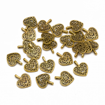 Zawieszka Serce, Stop Metalowy, Kolor: Antyczne Złoto, Rozmiar: 18x15x2mm, 20szt (13WB20737)