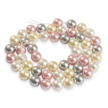 Koraliki Shell Pearl Okrągłe, Klasa A, Mieszane, 8mm, otwór 1mm, około 50szt/40cm/sznur (13WB20815)
