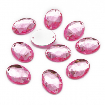 Пришивні Акрилові Стрази, 2 отвори, Овальні, Колір: Фламінго, Розмір: 18х13х5мм, Отв-тя 1мм, (13WB20842)