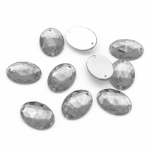 Пришивні Акрилові Стрази, 2 отвори, Овальні, Колір: Сірий, Розмір: 18х13х5мм, Отв-тя 1мм, (13WB20845)