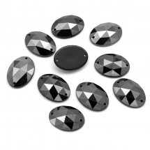 Пришивні Акрилові Стрази, 2 отвори, Овальні, Колір: Темно-сірий, Розмір: 18х13х5мм, Отв-тя 1мм, (13WB20846)