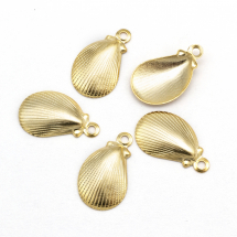 Wisiorki Zawieszki Muszelka, Stal Nierdzewna, Złoto, 12x7x1.2mm, Otwór 1mm, 5szt (13WB20876)
