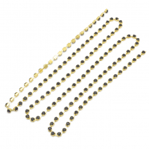 Taśma Łańcuszek Ozdobny, z Cyrkoniami, Klasa A, Złoty/Czarny, 2.6mm, około 240szt/1.1m (13WB20893)