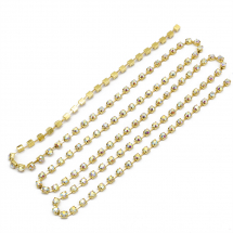 Taśma Łańcuszek Ozdobny, z Cyrkoniami, Klasa A, Złoty/Kryształ AB, 2.6mm, 240szt/1.1m (13WB20899)