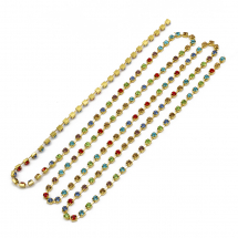 Taśma Łańcuszek Ozdobny, z Cyrkoniami, Klasa A, Złoty/Mix, 2.6mm, około 240szt/1.1m (13WB20904)